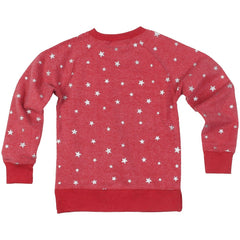 Kansas City Chiefs Wes & Willy Girls Youth Shimmer Star Reverse Fleece Pullover Sweatshirt Red