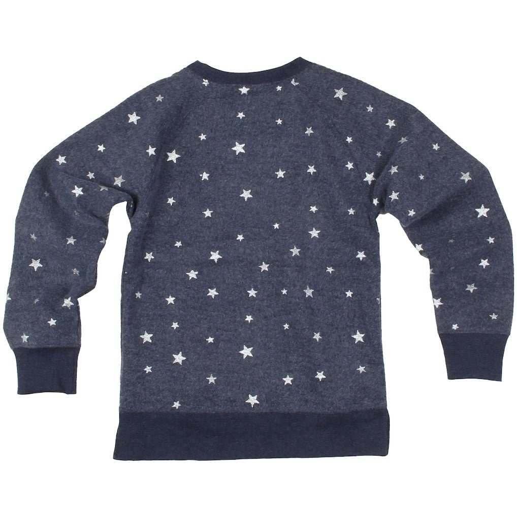 Dallas Cowboys Wes & Willy Girls Youth Shimmer Star Reverse Fleece Pullover Sweatshirt Navy