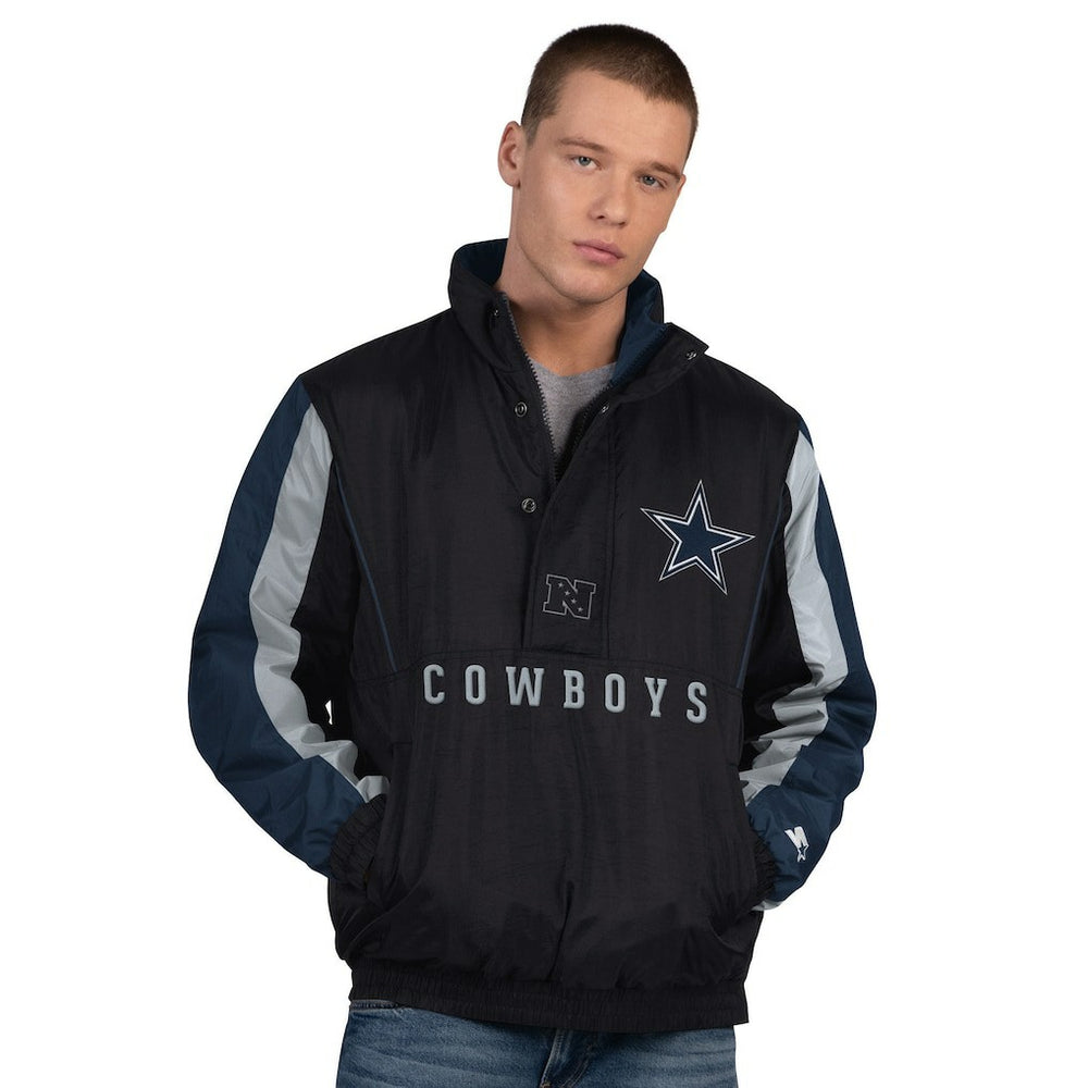 Dallas Cowboys Starter Thursday Night Gridiron Vintage Logo Half-Zip Jacket Black