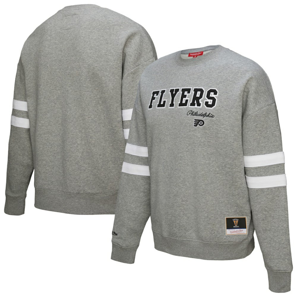 NHL Philadelphia Flyers Mitchell & Ness Women's Logo Lightweight Pullover Sweatshirt - Heather Gray