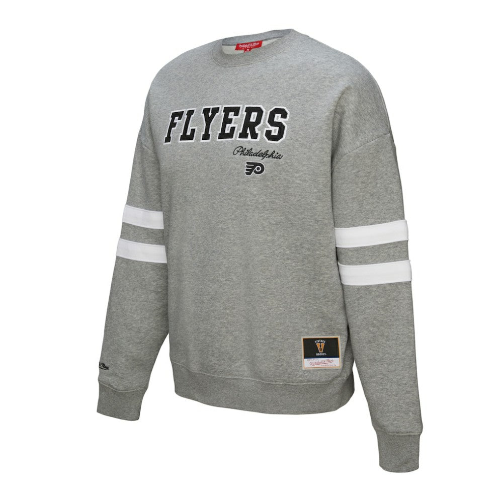 NHL Philadelphia Flyers Mitchell & Ness Women's Logo Lightweight Pullover Sweatshirt - Heather Gray