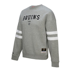 NHL Boston Bruins Mitchell & Ness Women's Logo Lightweight Pullover Sweatshirt - Heather Gray