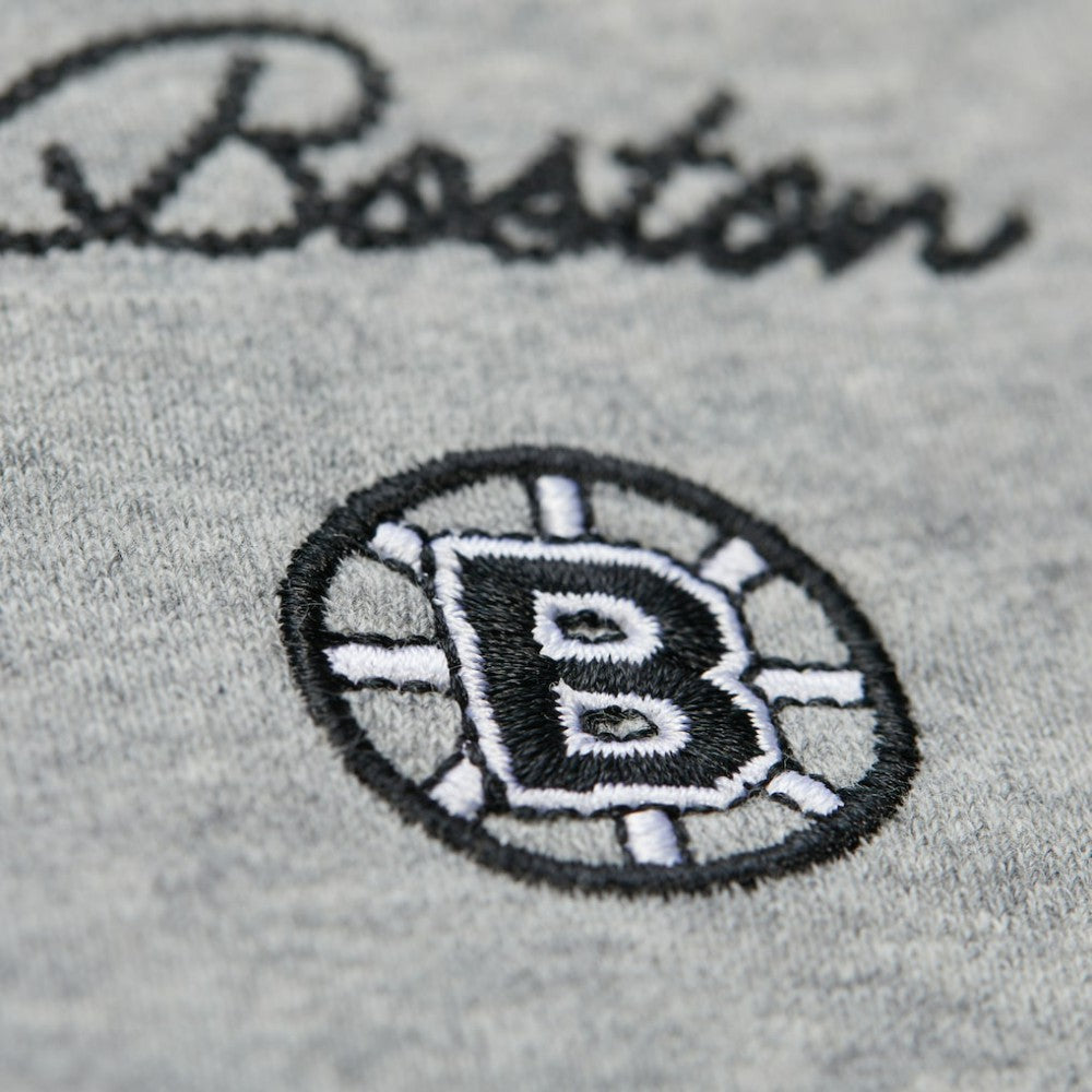 NHL Boston Bruins Mitchell & Ness Women's Logo Lightweight Pullover Sweatshirt - Heather Gray