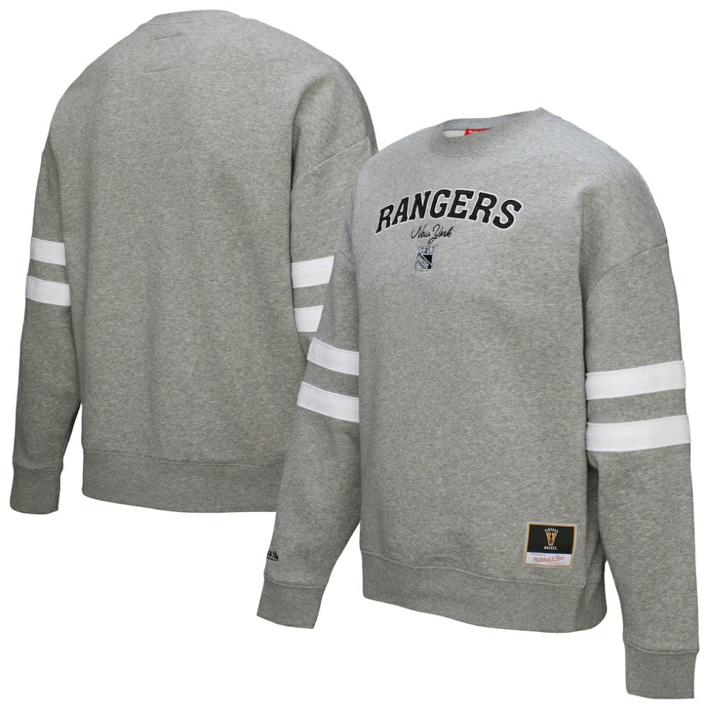 NHL New York Rangers Mitchell & Ness Women's Logo Lightweight Pullover Sweatshirt - Heather Gray
