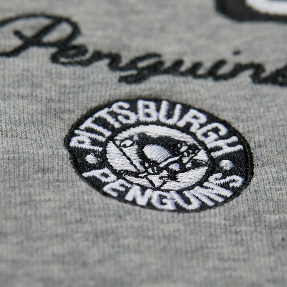 NHL Pittsburgh Penguins Mitchell & Ness Women's Logo Lightweight Pullover Sweatshirt - Heather Gray