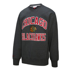 NHL Chicago Blackhawks Mitchell & Ness Playoff Win Fleece Pullover Sweatshirt - Heather Charcoal