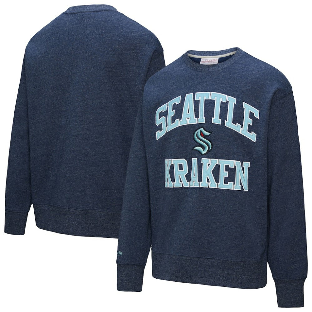 NHL Seattle Kraken Mitchell & Ness Playoff Win Fleece Pullover Sweatshirt - Deep Sea Blue