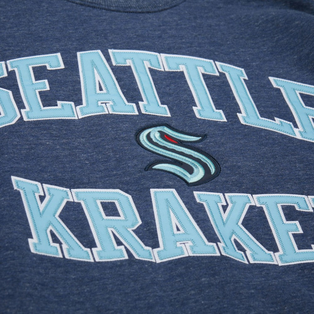NHL Seattle Kraken Mitchell & Ness Playoff Win Fleece Pullover Sweatshirt - Deep Sea Blue