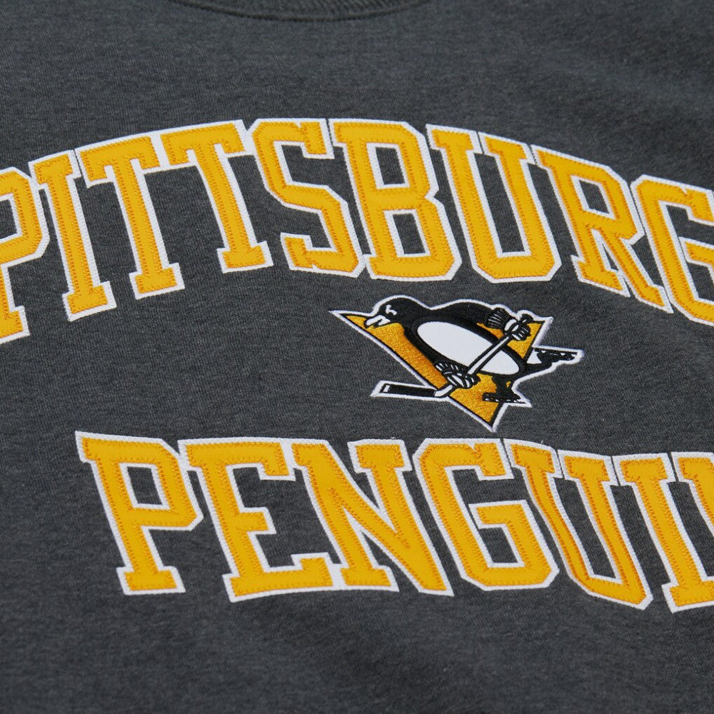 NHL Pittsburgh Penguins Mitchell & Ness Playoff Win Fleece Pullover Sweatshirt - Heather Charcoal