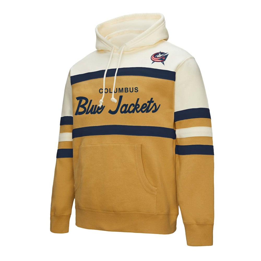 NHL Columbus Blue Jackets Mitchell & Ness Head Coach Pullover Hoodie - Gold/Cream