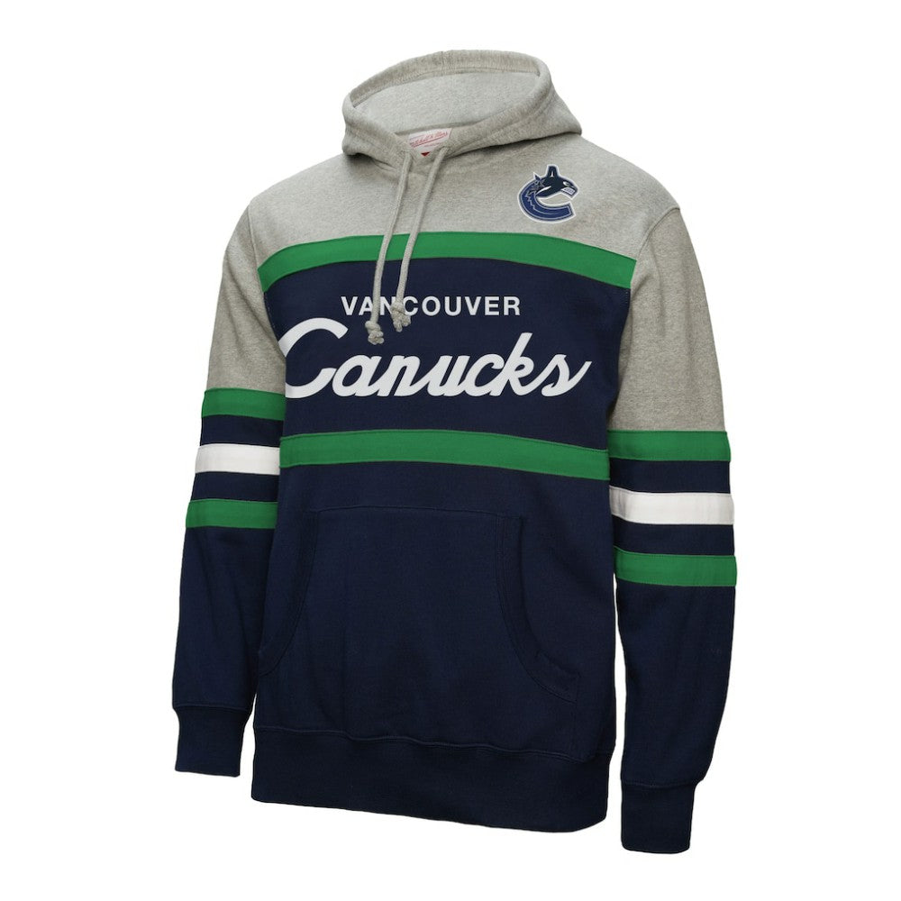 NHL Vancouver Canucks Mitchell & Ness Head Coach Pullover Hoodie - Navy/Gray