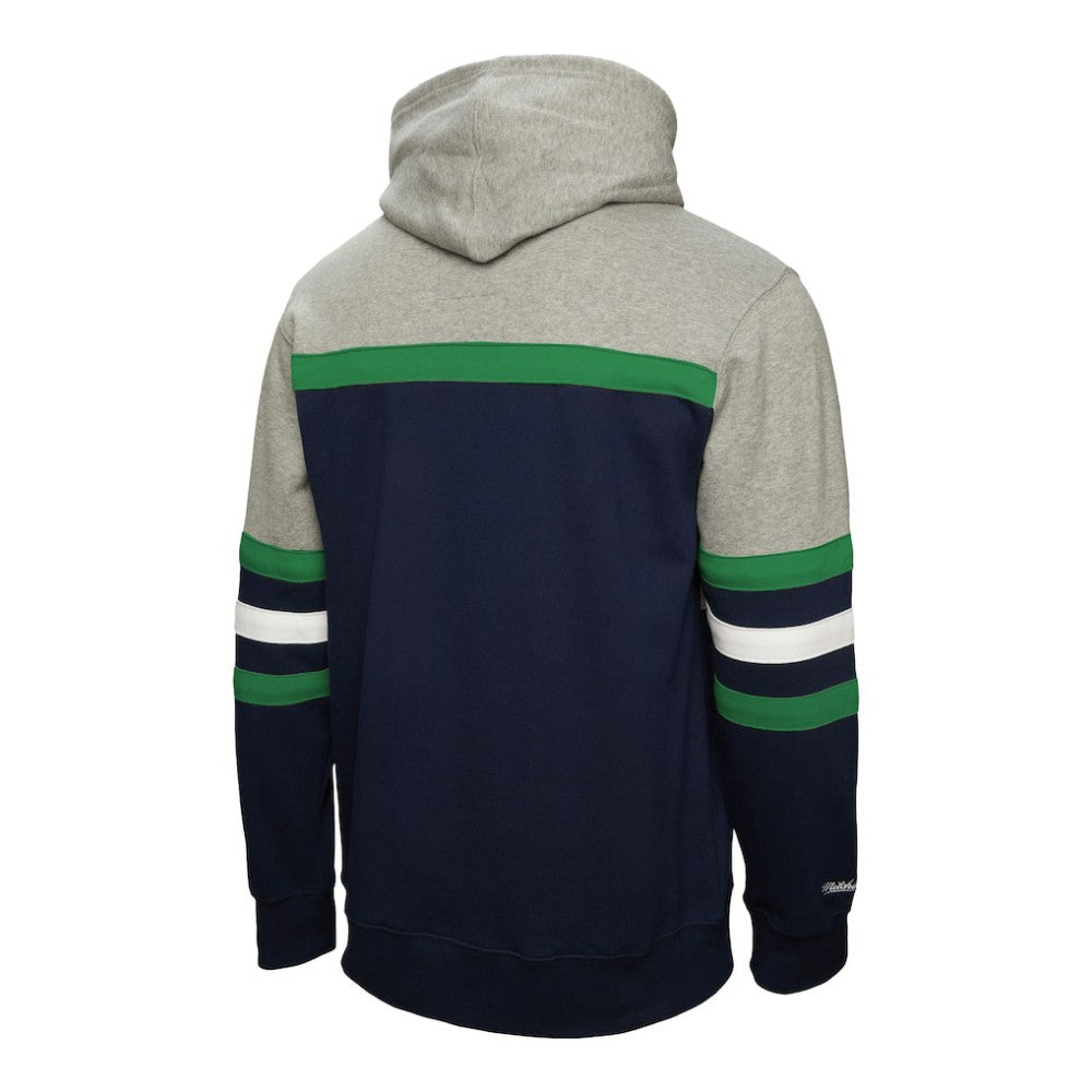 NHL Vancouver Canucks Mitchell & Ness Head Coach Pullover Hoodie - Navy/Gray