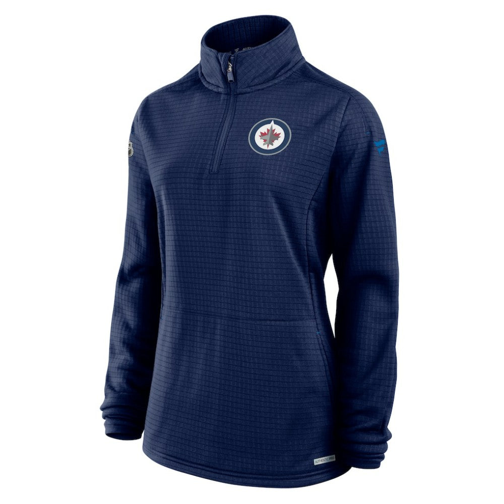 NHL Winnipeg Jets Fanatics Women's Authentic Pro Rink Quarter-Zip Pullover  - Navy