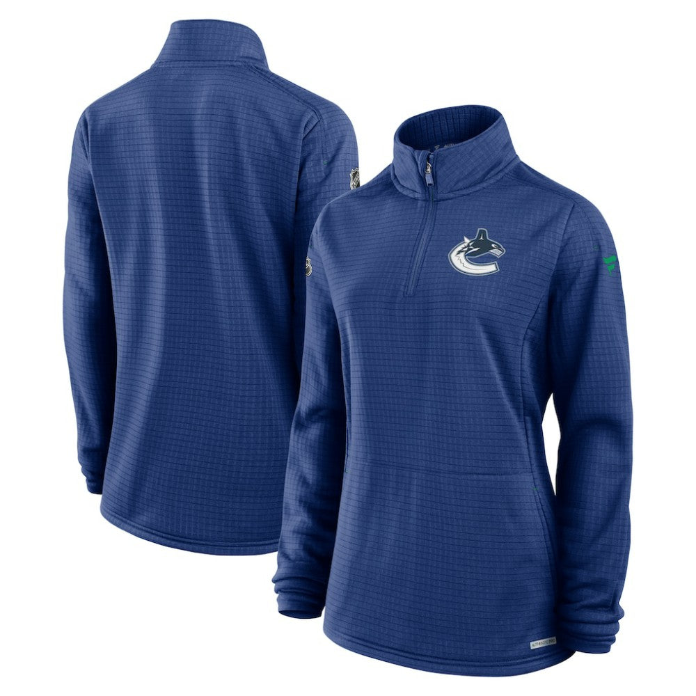 NHL Vancouver Canucks Fanatics Women's Authentic Pro Rink Quarter-Zip Pullover  - Blue