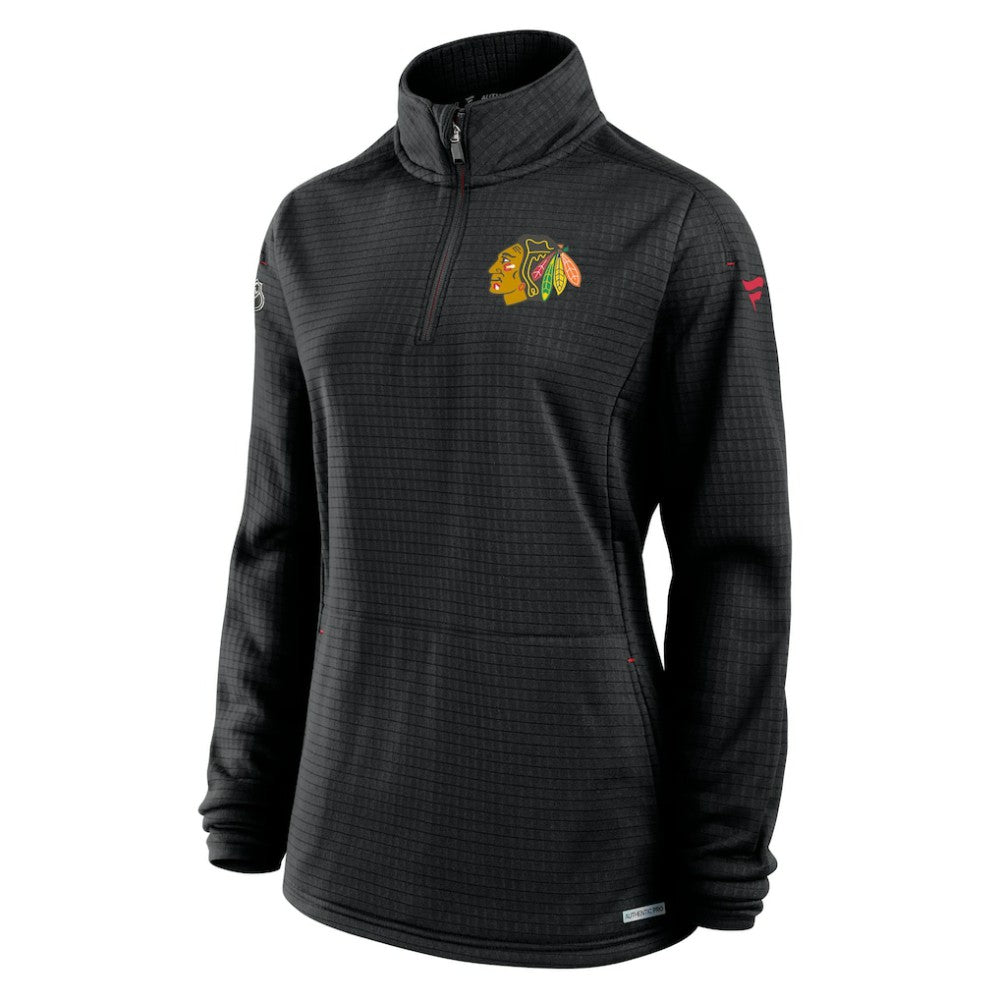 NHL Chicago Blackhawks Fanatics Women's Authentic Pro Rink Quarter-Zip Pullover  - Black