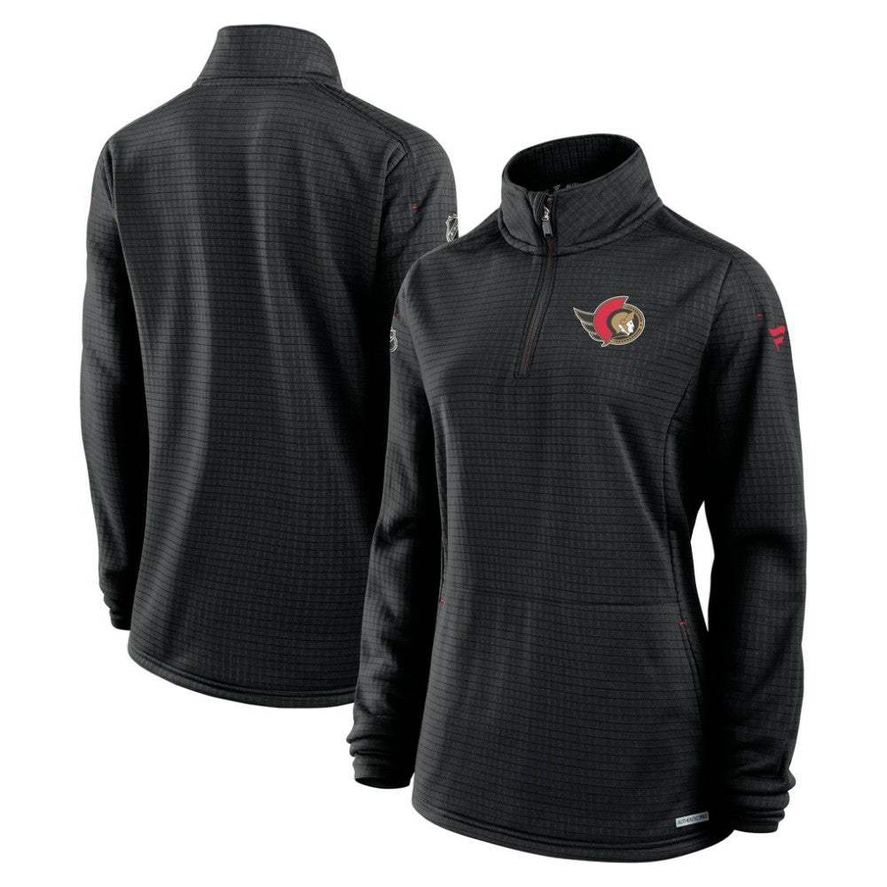 NHL Ottawa Senators Fanatics Women's Authentic Pro Rink Quarter-Zip Pullover  - Black