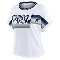 Dallas Cowboys WEAR by Erin Andrews Women's Cropped Center Stripe Dolman T-Shirt White