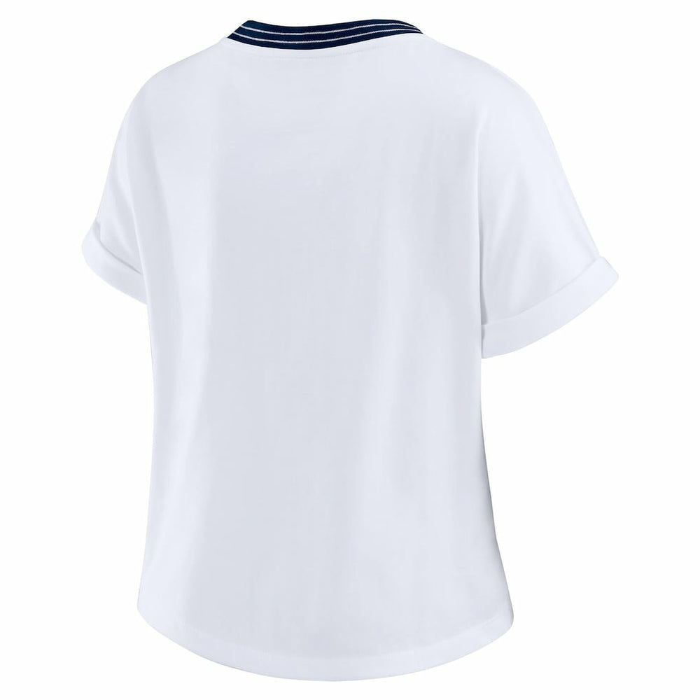 Dallas Cowboys WEAR by Erin Andrews Women's Cropped Center Stripe Dolman T-Shirt White