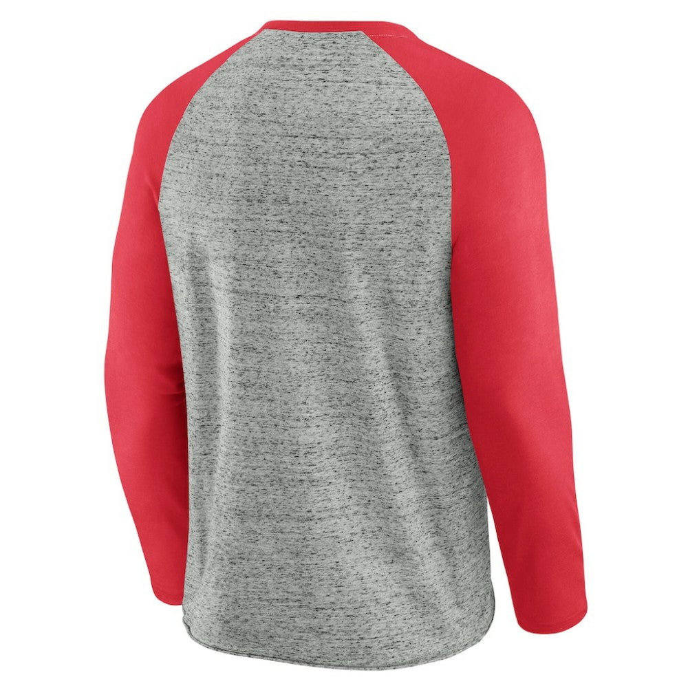 Washington Nationals Darius Rucker Collection by Fanatics Raw Edge Raglan Long Sleeve Baseball T-Shirt - Heather Gray T-shirts