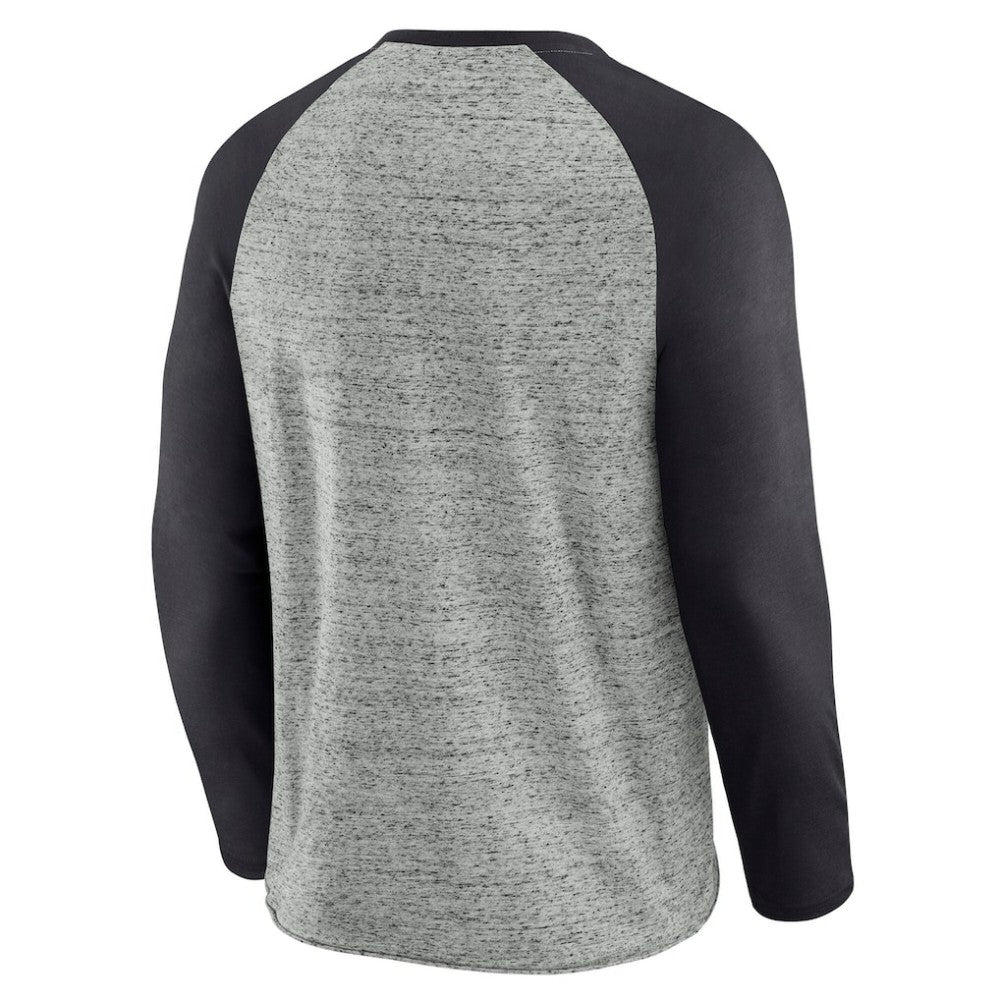 Pittsburgh Pirates Darius Rucker Collection by Fanatics Raw Edge Raglan Long Sleeve Baseball T-Shirt - Heather Gray T-shirts