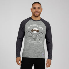 San Francisco Giants Darius Rucker Collection by Fanatics Raw Edge Raglan Long Sleeve Baseball T-Shirt - Heather Gray T-shirts