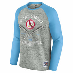 St. Louis Cardinals Darius Rucker Collection by Fanatics Raw Edge Raglan Long Sleeve Baseball T-Shirt - Heather Gray T-shirts