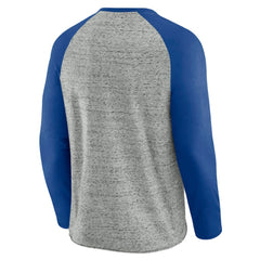 Texas Rangers Darius Rucker Collection by Fanatics Raw Edge Raglan Long Sleeve Baseball T-Shirt - Heather Gray T-shirts