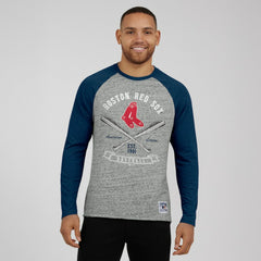 Boston Red Sox Darius Rucker Collection by Fanatics Raw Edge Raglan Long Sleeve Baseball T-Shirt - Heather Gray T-shirts