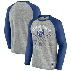 Detroit Tigers Darius Rucker Collection by Fanatics Raw Edge Raglan Long Sleeve Baseball T-Shirt - Heather Gray T-shirts