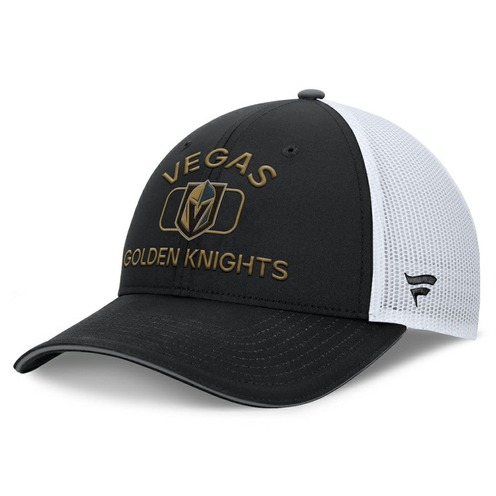 NHL Vegas Golden Knights Fanatics Authentic Pro Rink Adjustable Trucker Hat - Black/White