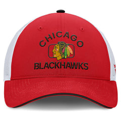 NHL Chicago Blackhawks Fanatics Authentic Pro Rink Adjustable Trucker Hat - Red/White