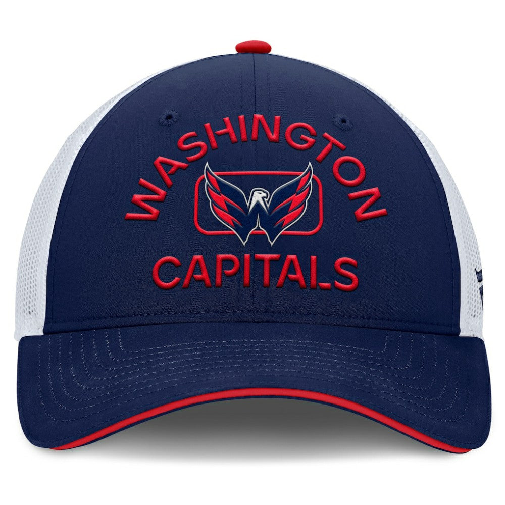 NHL Washington Capitals Fanatics Authentic Pro Rink Adjustable Trucker Hat - Navy/White