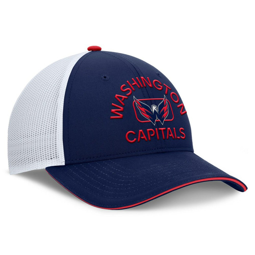 NHL Washington Capitals Fanatics Authentic Pro Rink Adjustable Trucker Hat - Navy/White