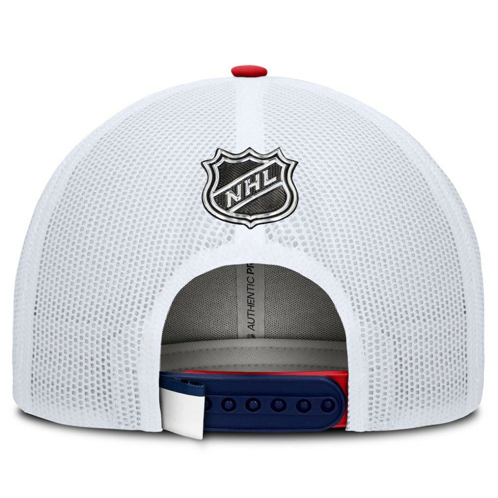 NHL Washington Capitals Fanatics Authentic Pro Rink Adjustable Trucker Hat - Navy/White