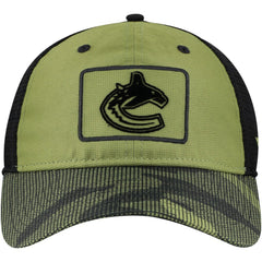 NHL Vancouver Canucks Fanatics Military Appreciation Trucker Adjustable Hat - Olive