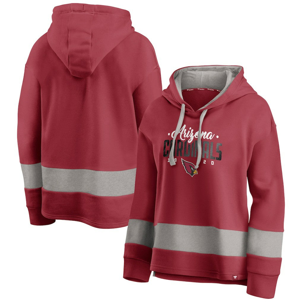 Arizona Cardinals Women's Huddle Up Fundamental Fleece Color Block Pullover Hoodie Cardinal/Gray