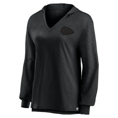 Kansas City Chiefs Women's Blackout Slub Hoodie V-Neck Long Sleeve T-Shirt