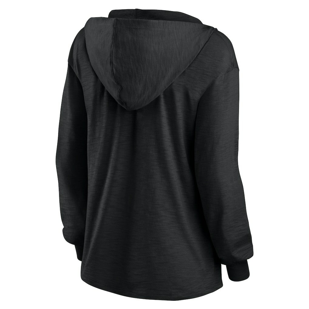 Pittsburgh Steelers Women's Blackout Slub Hoodie V-Neck Long Sleeve T-Shirt