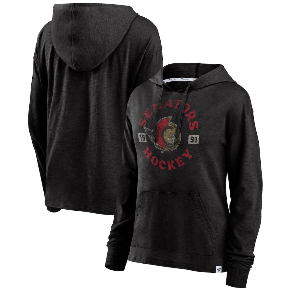 NHL Ottawa Senators Fanatics Women's True Classic Pullover Hoodie - Heather Black