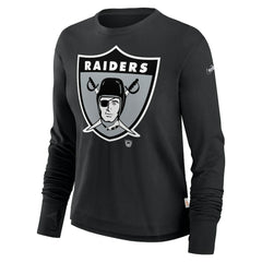 Las Vegas Raiders Women's Large Logo Cropped Long Sleeve Fashion T-Shirt Black