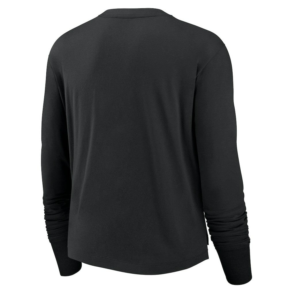 Las Vegas Raiders Women's Large Logo Cropped Long Sleeve Fashion T-Shirt Black