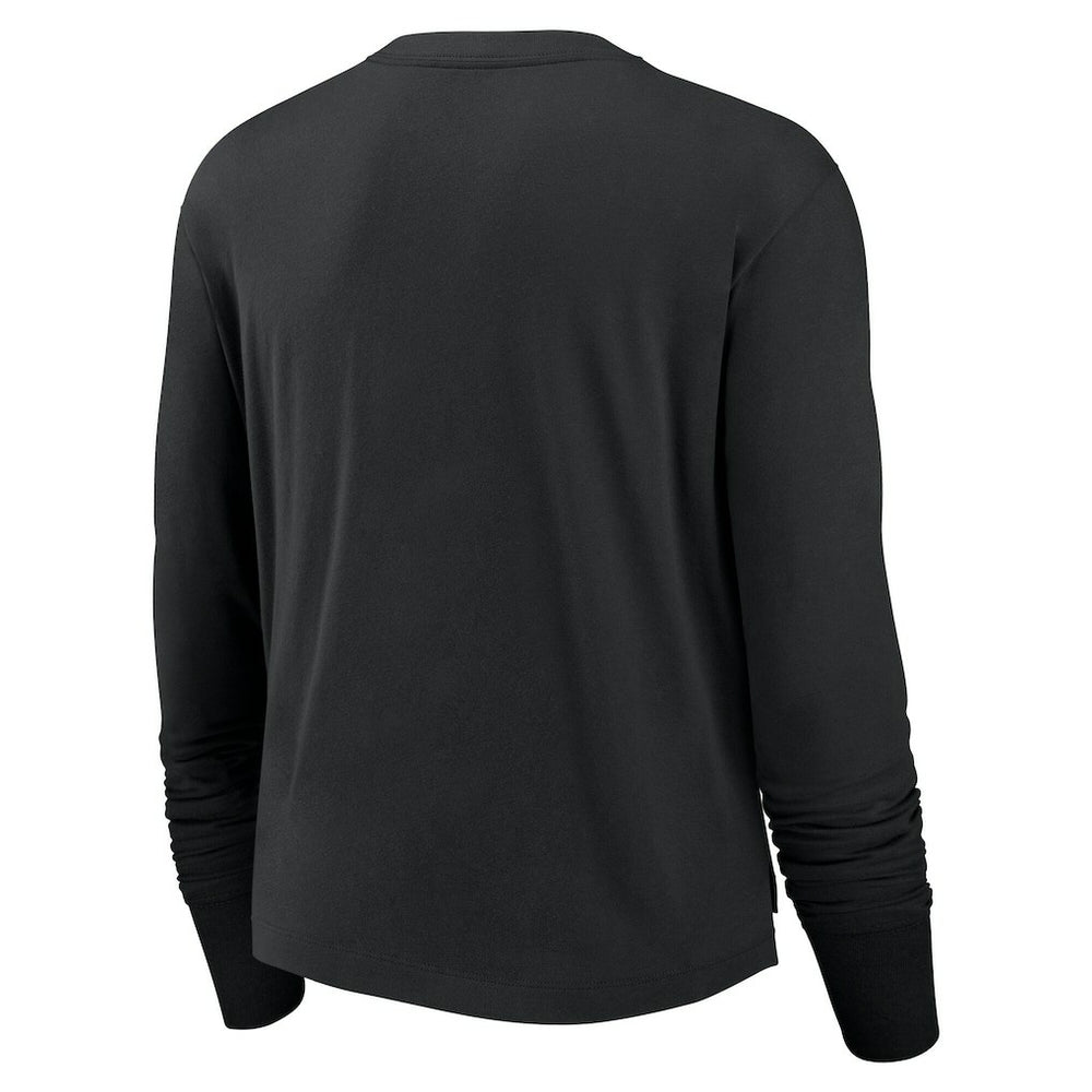 Las Vegas Raiders Women's Large Logo Cropped Long Sleeve Fashion T-Shirt Black