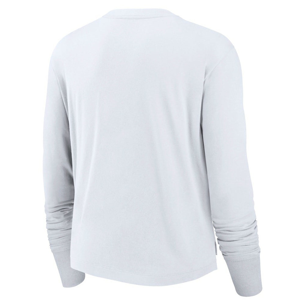 Los Angeles Rams Women's Layered Logo Cropped Long Sleeve Fashion T-Shirt White