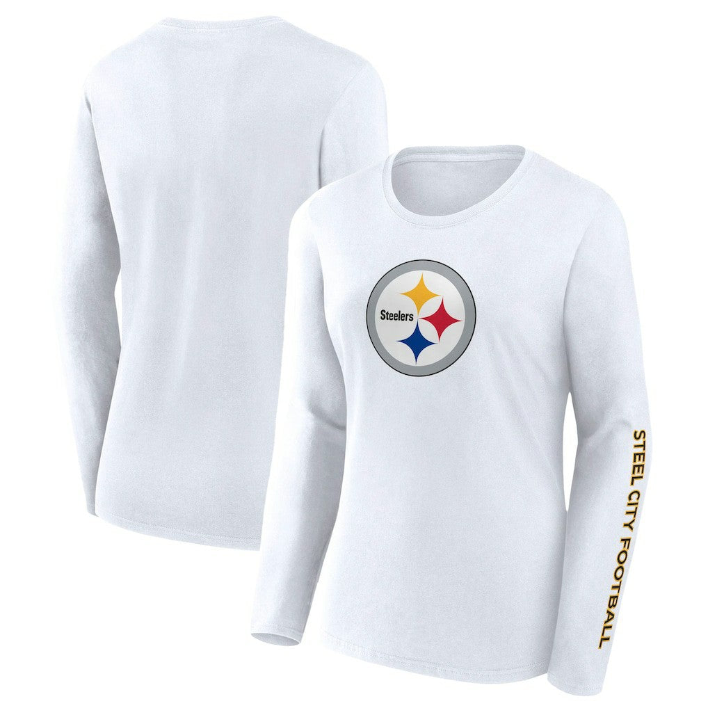 Pittsburgh Steelers Women's Long Sleeve T-Shirt White