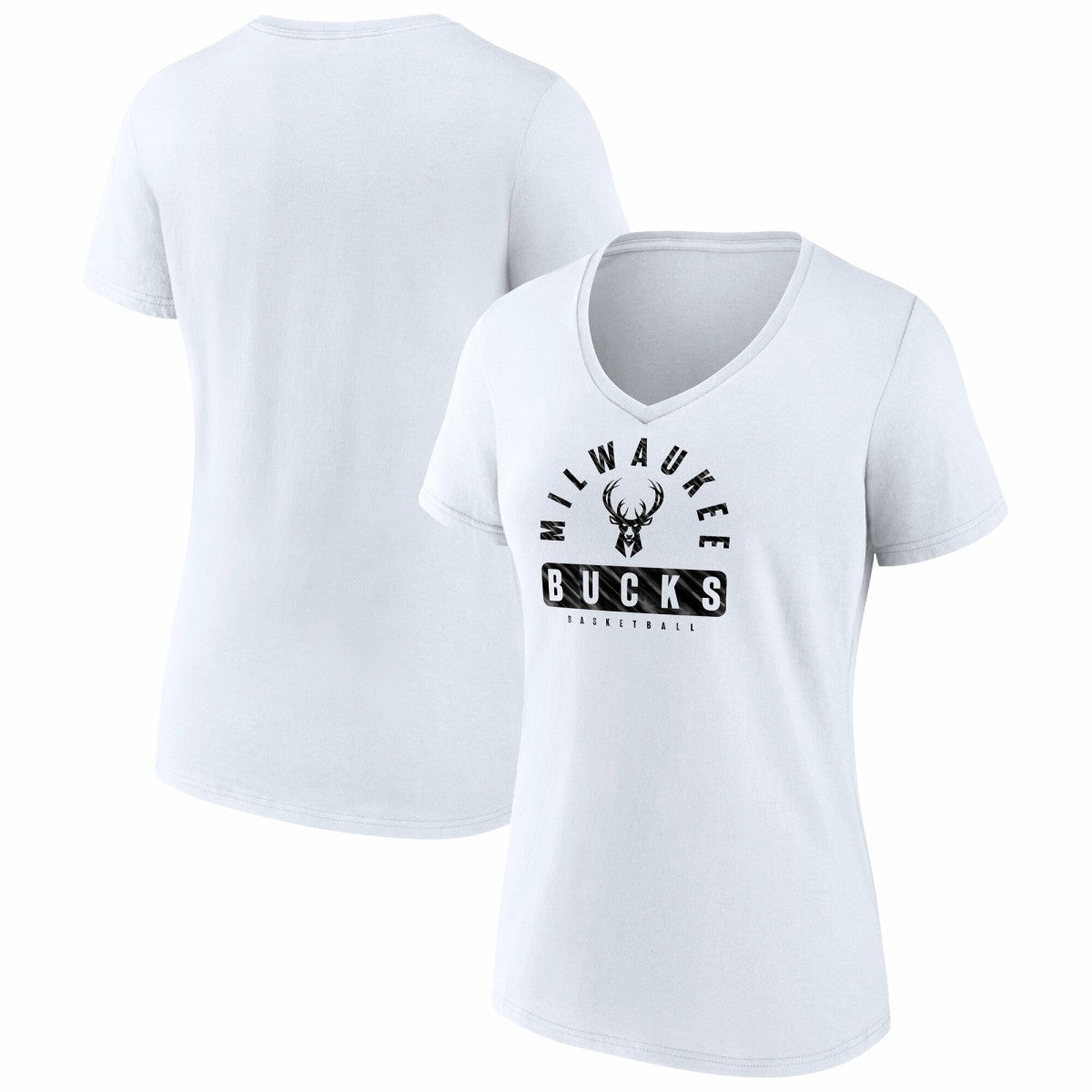 Milwaukee Bucks Women's Bench Warmer V-Neck T-Shirt White