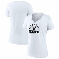 Milwaukee Bucks Women's Bench Warmer V-Neck T-Shirt White