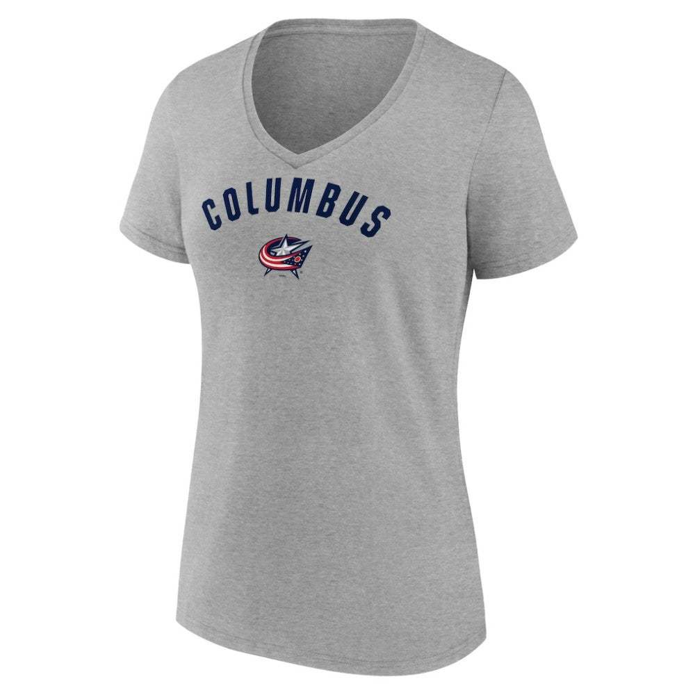 NHL Columbus Blue Jackets Fanatics Women's V-Neck T-Shirt - Gray