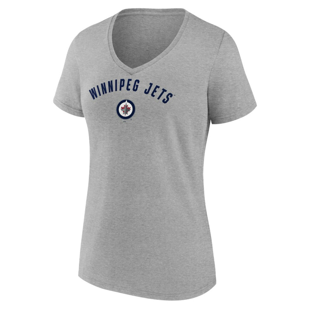 NHL Winnipeg Jets Fanatics Women's V-Neck T-Shirt - Gray