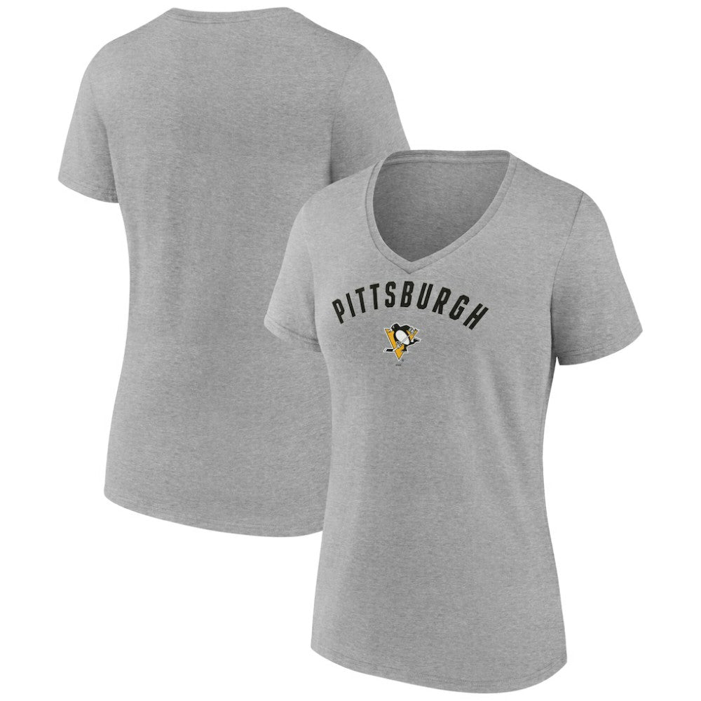 NHL Pittsburgh Penguins Fanatics Women's V-Neck T-Shirt - Gray