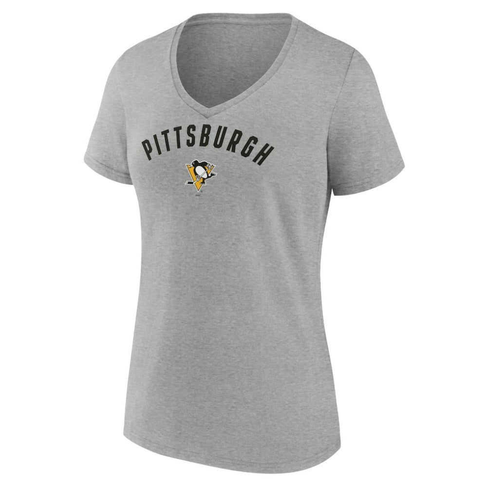 NHL Pittsburgh Penguins Fanatics Women's V-Neck T-Shirt - Gray